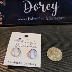 Baseball Softball Stud Earrings 12mm